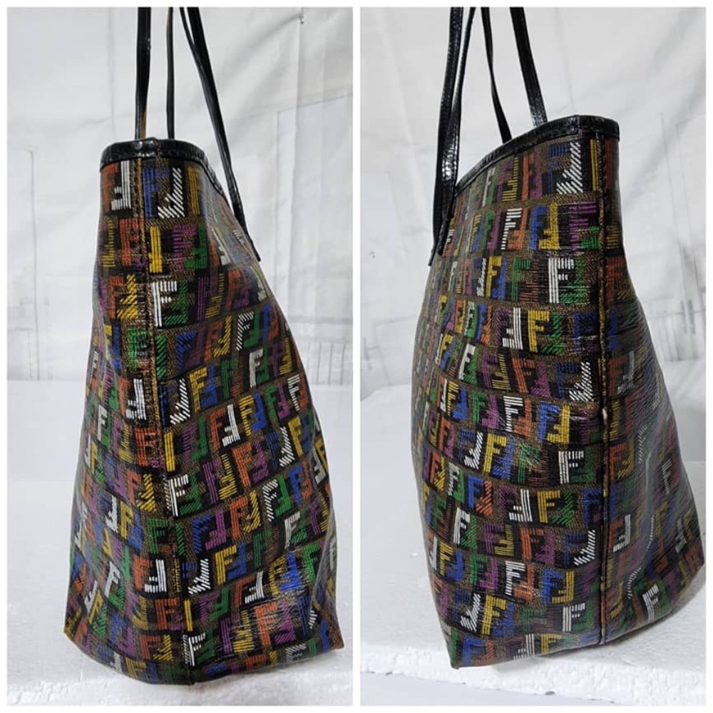 Authentic Fendi Multicolored Zucca Coated Canvas Large Roll Tote Bag - Picture 9 of 15